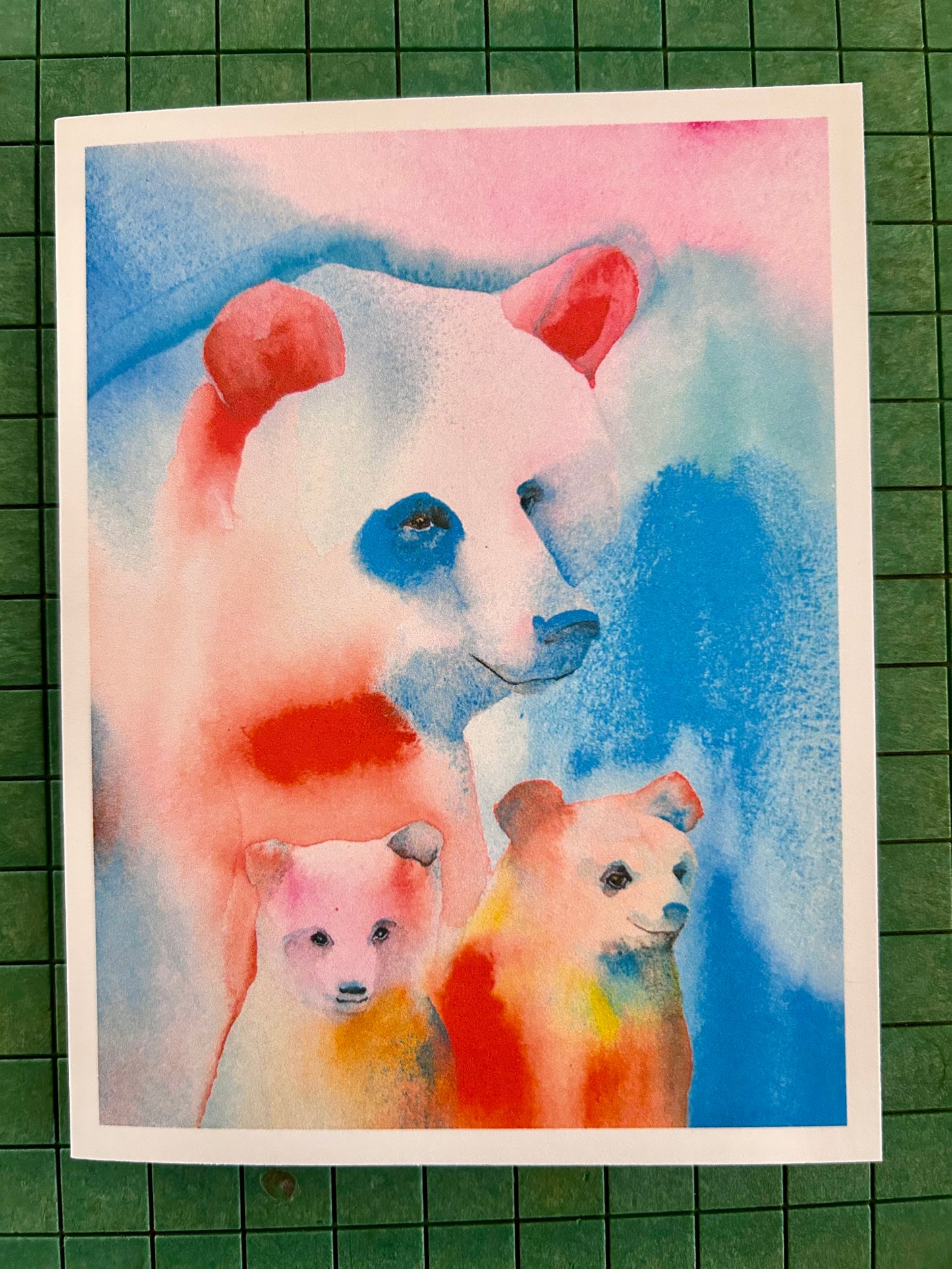 A2 card blue eye bear